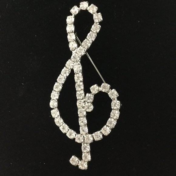 🔥🔥Pinned rhinestone silver music note pinned - Picture 1 of 3